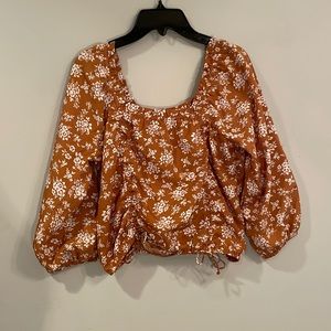 Burnt Orange Floral Top - NEVER WORN